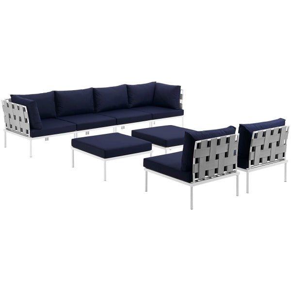 Harmony 8 Piece Outdoor Patio Aluminum Sectional Sofa Set | Polyester by Modway