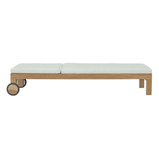 Upland Outdoor Patio Teak Chaise Natural White by Modway