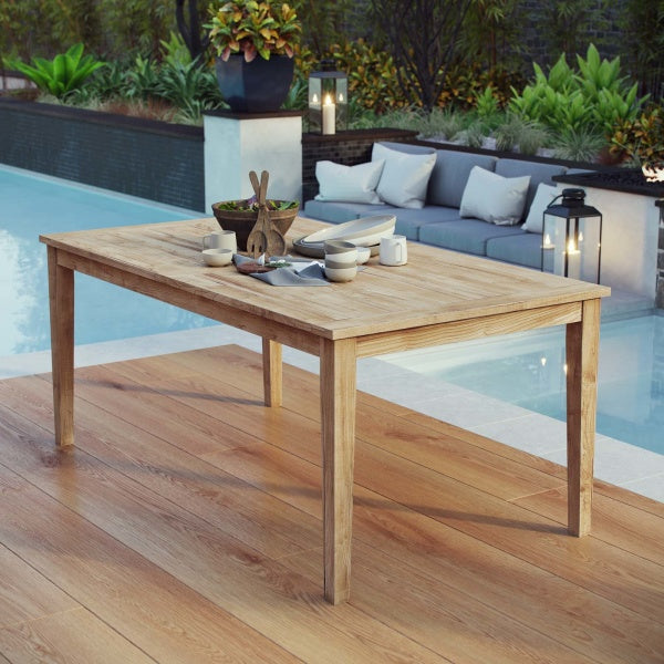 Marina Outdoor Patio Teak Dining Table Natural By Modway