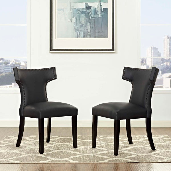 Curve Dining Side Chair Vinyl Set of 2 by Modway