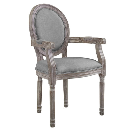Emanate Vintage French Upholstered Fabric Dining Armchair Light Gray by Modway