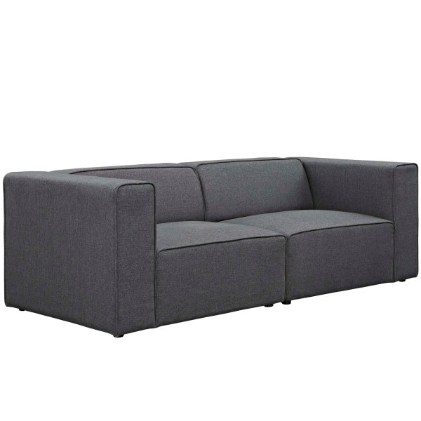 Mingle 2 Piece Upholstered Fabric Sectional Sofa Set | Polyester by Modway