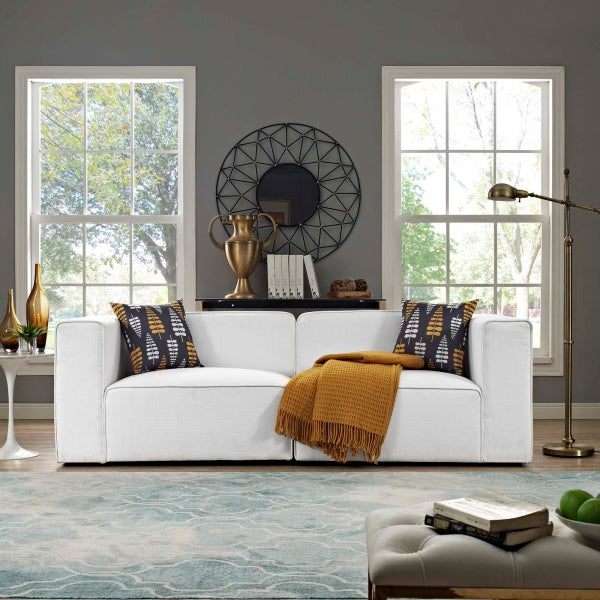 Mingle 2 Piece Upholstered Fabric Sectional Sofa Set | Polyester by Modway