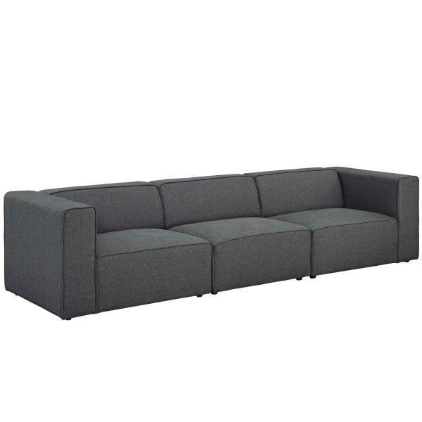 Mingle 3 Piece Upholstered Fabric Sectional Sofa Set | Polyester by Modway