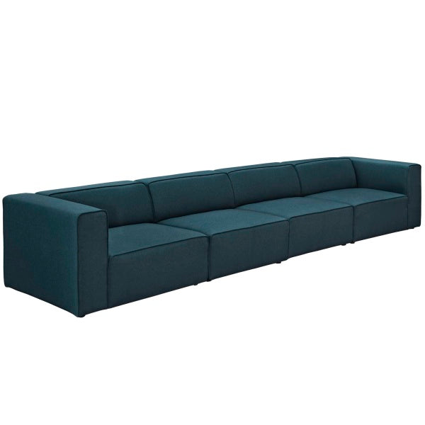 Mingle 4 Piece Upholstered Fabric Sectional Sofa Set | Polyester by Modway