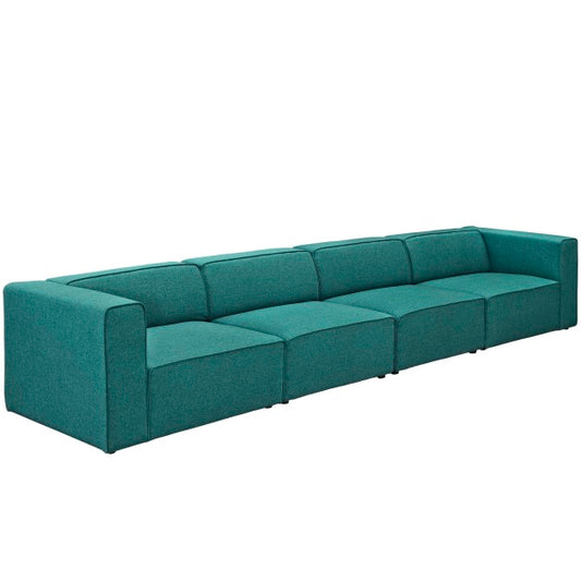 Mingle 4 Piece Upholstered Fabric Sectional Sofa Set | Polyester by Modway