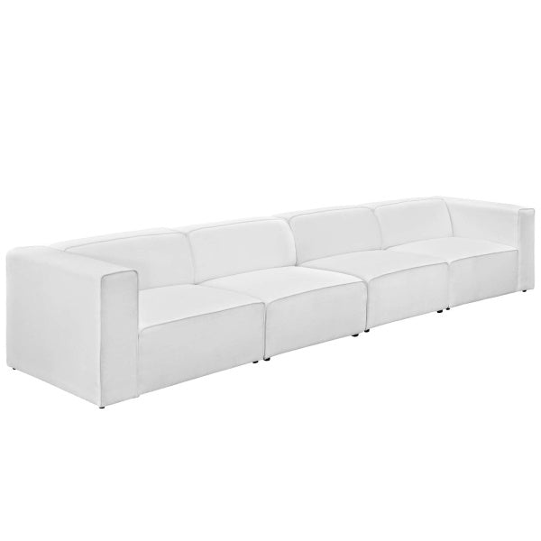 Mingle 4 Piece Upholstered Fabric Sectional Sofa Set | Polyester by Modway