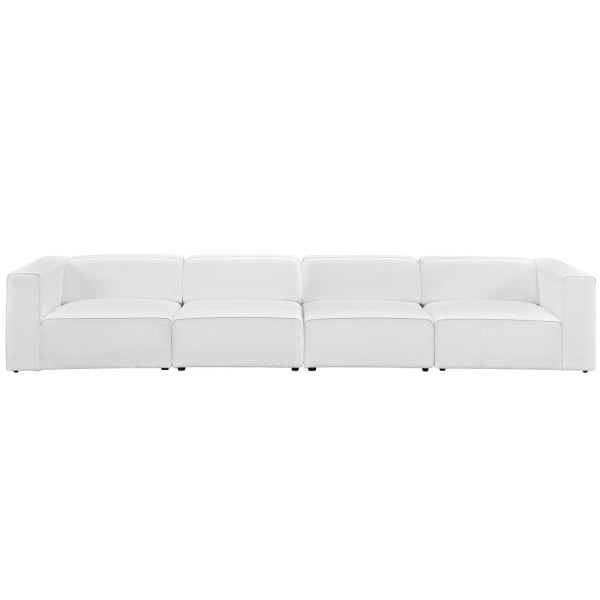 Mingle 4 Piece Upholstered Fabric Sectional Sofa Set | Polyester by Modway