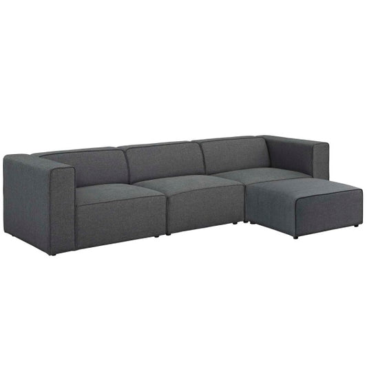 Mingle 4 Piece Upholstered Fabric Sectional Sofa Set | Polyester by Modway