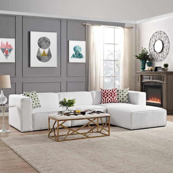 Mingle 4 Piece Upholstered Fabric Sectional Sofa Set | Polyester by Modway