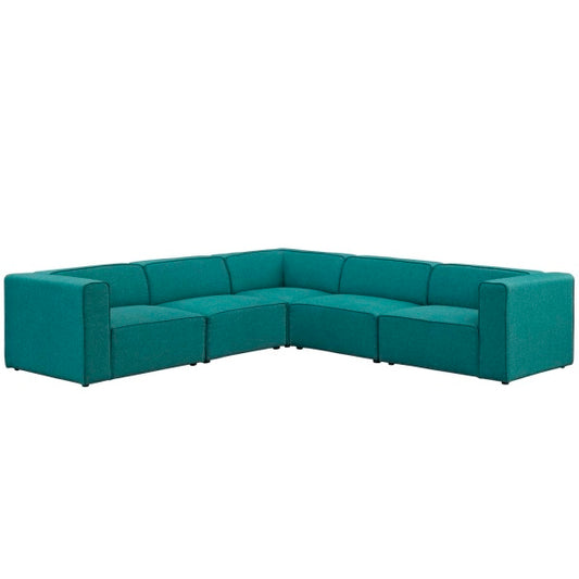 Mingle 5 Piece Upholstered Fabric Sectional Sofa Set | Polyester by Modway