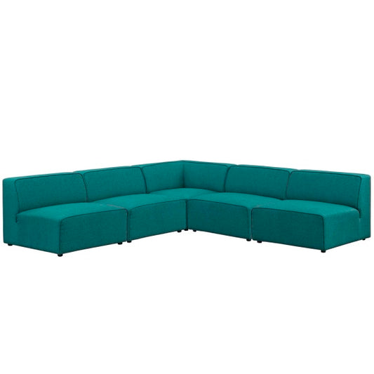 Mingle 5 Piece Upholstered Fabric Armless Sectional Sofa Set | Polyester by Modway