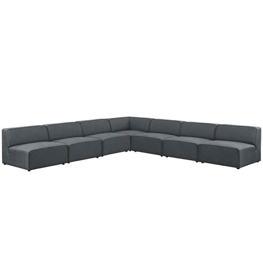 Mingle 7 Piece Upholstered Fabric Sectional Sofa Set | Polyester by Modway