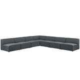 Mingle 7 Piece Upholstered Fabric Sectional Sofa Set | Polyester by Modway