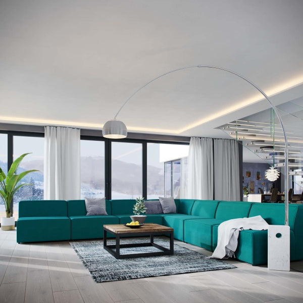 Mingle 7 Piece Upholstered Fabric Sectional Sofa Set | Polyester by Modway