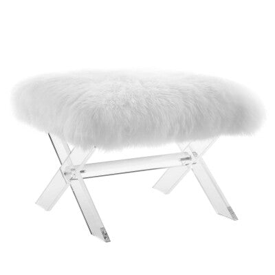 Swift Sheepskin Bench Clear White by Modway