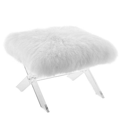 Swift Sheepskin Bench Clear White by Modway