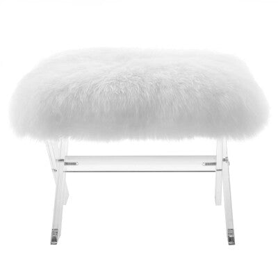 Swift Sheepskin Bench Clear White by Modway