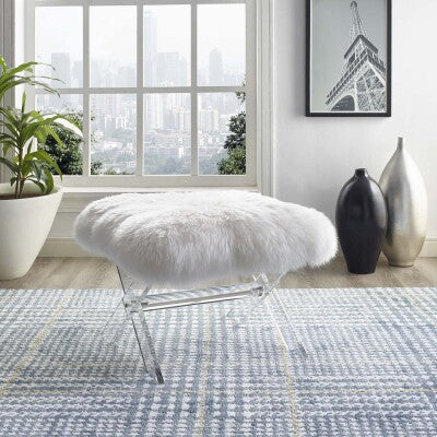 Swift Sheepskin Bench Clear White by Modway