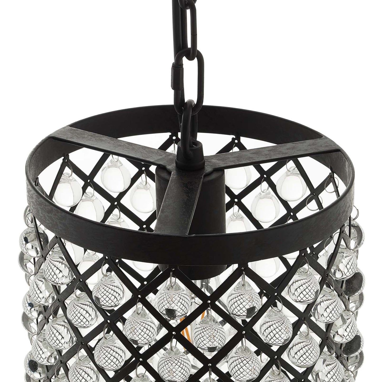 Reflect Glass and Metal Pendant Chandelier in Black by Modway