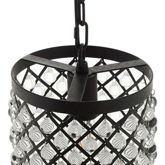 Reflect Glass and Metal Pendant Chandelier in Black by Modway