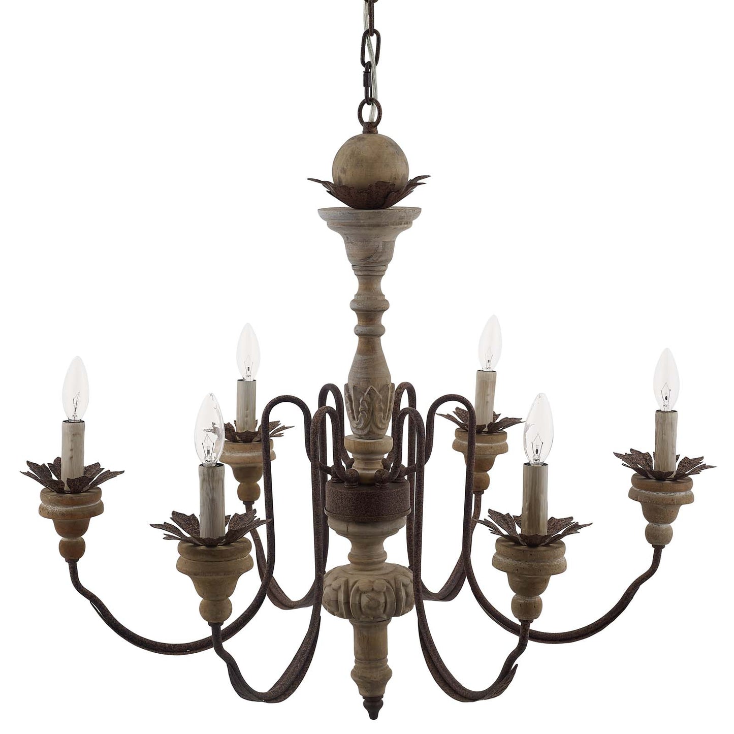 Bountiful Vintage French Pendant Ceiling Light Candelabra Chandelier in Brown by Modway