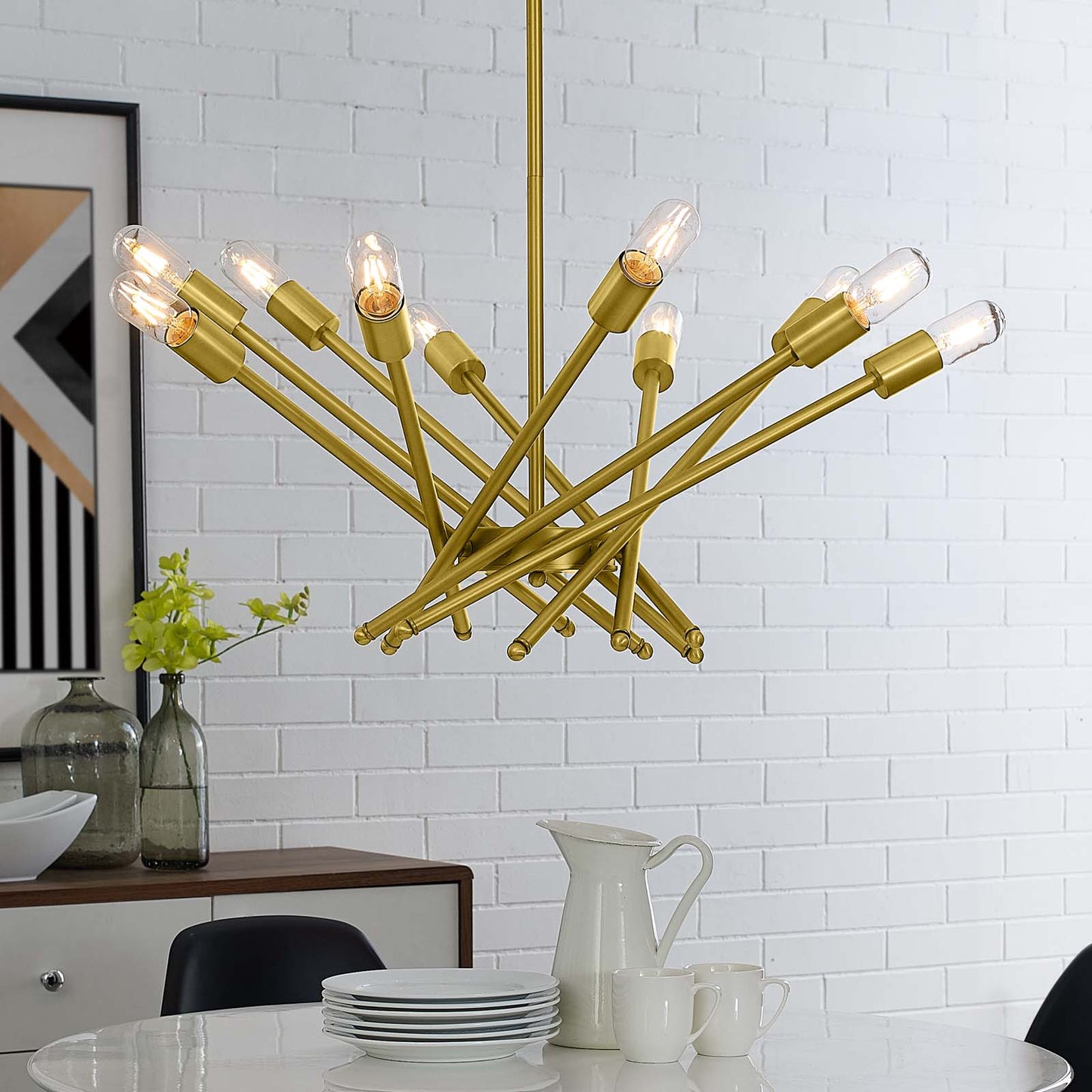 Cherish Brass Metal Pendant Light in Gold by Modway