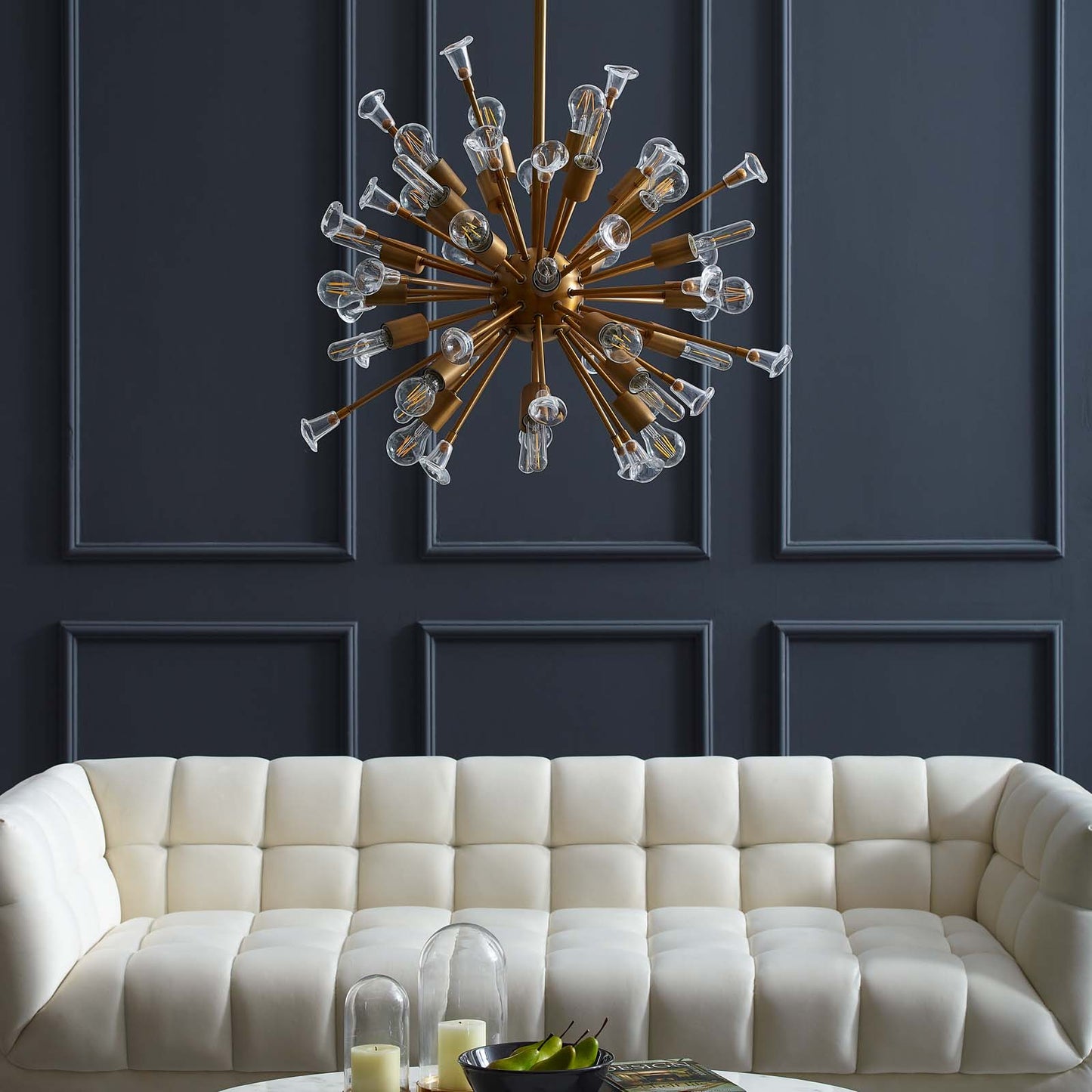 Burst Ceiling Light Pendant Chandelier in Gold by Modway