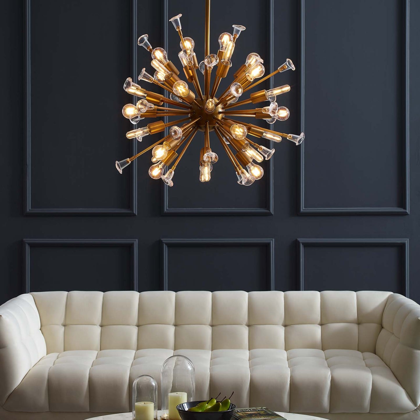 Burst Ceiling Light Pendant Chandelier in Gold by Modway