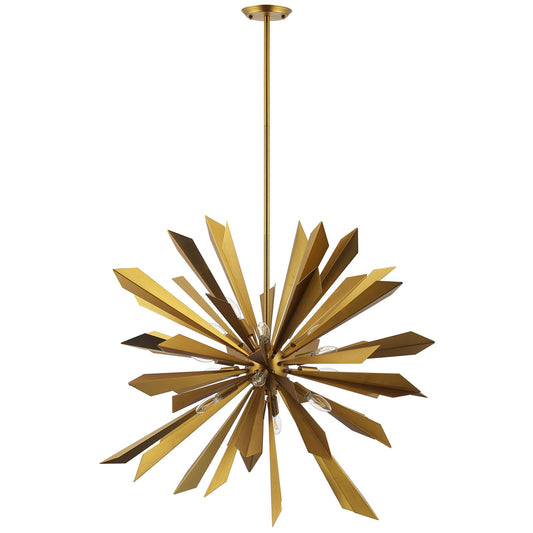 Pervade Starburst Brass Pendant Light Chandelier in Gold by Modway