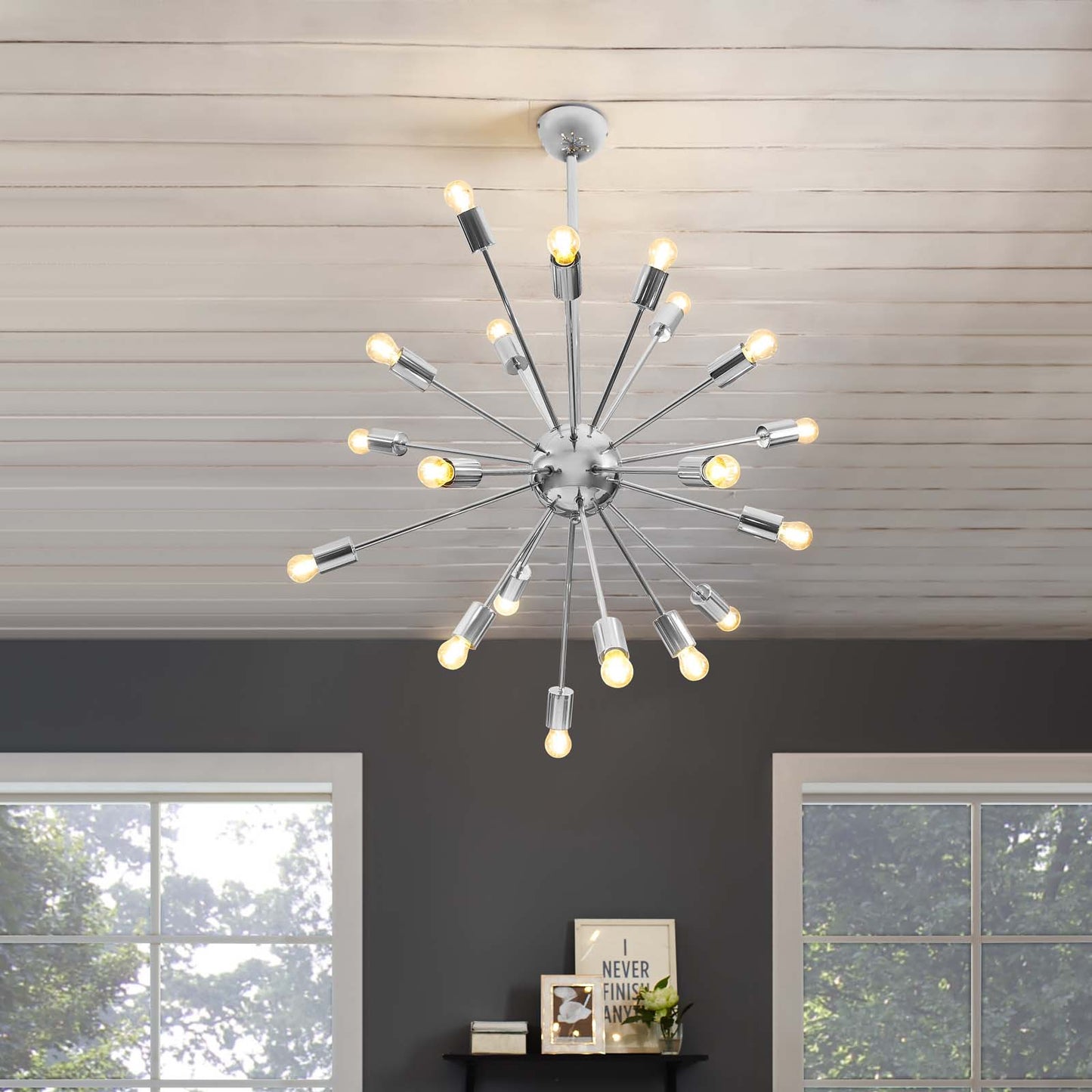 Volley Pendant Chandelier in Silver by Modway