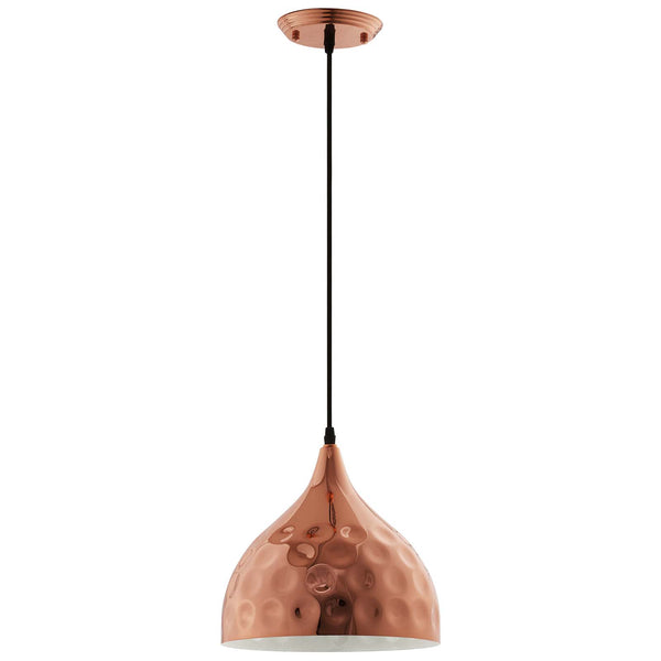 Dimple 11" Bell-Shaped Rose Gold Pendant Light by Modway