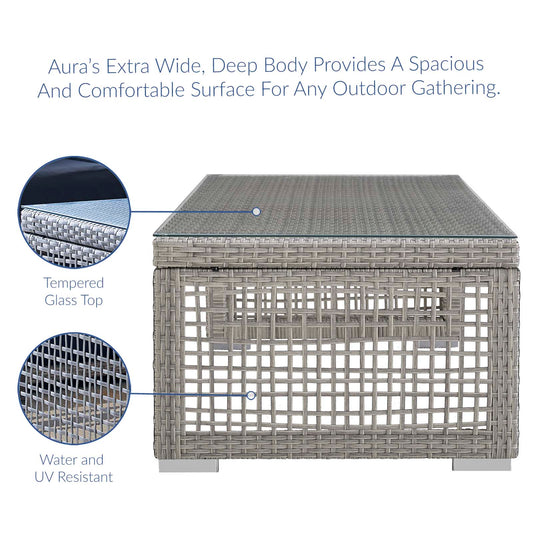 Aura Rattan Outdoor Patio Coffee Table Gray by Modway