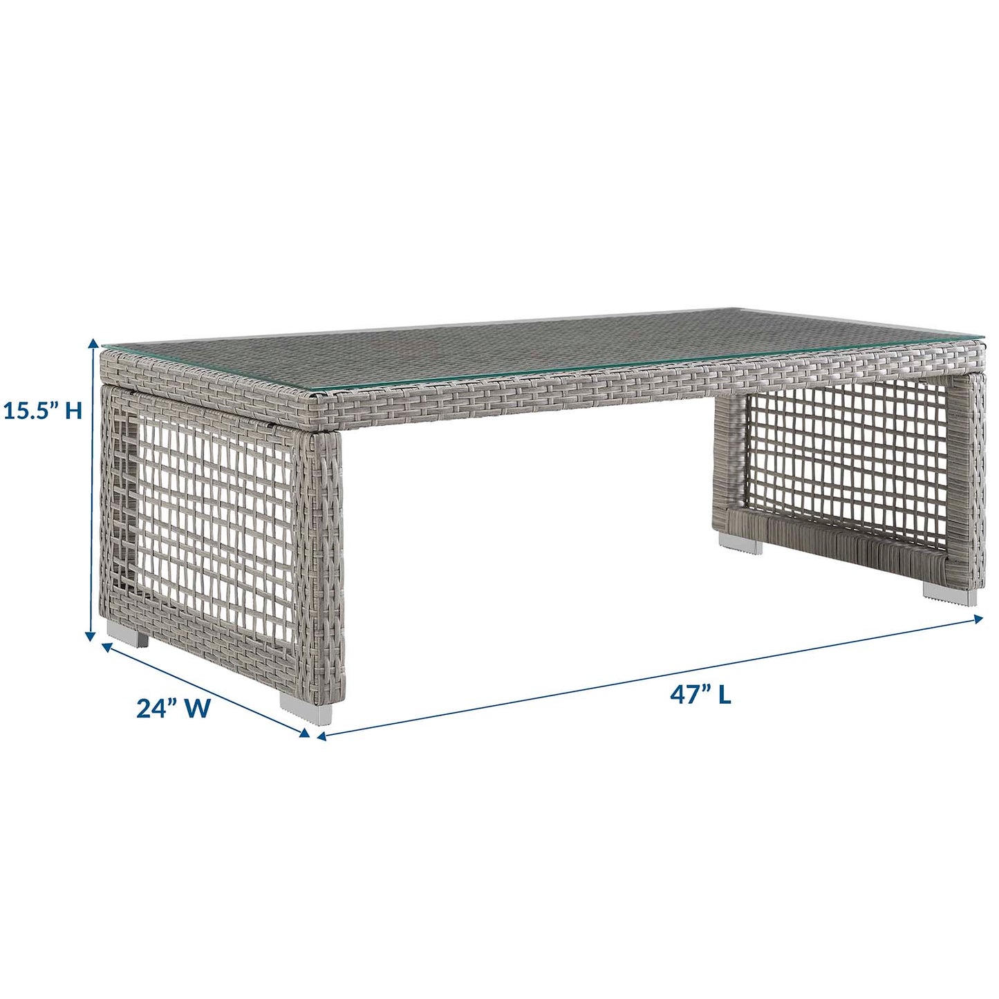 Aura Rattan Outdoor Patio Coffee Table Gray by Modway