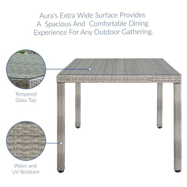 Aura 68" Outdoor Patio Wicker Rattan Dining Table Gray By Modway