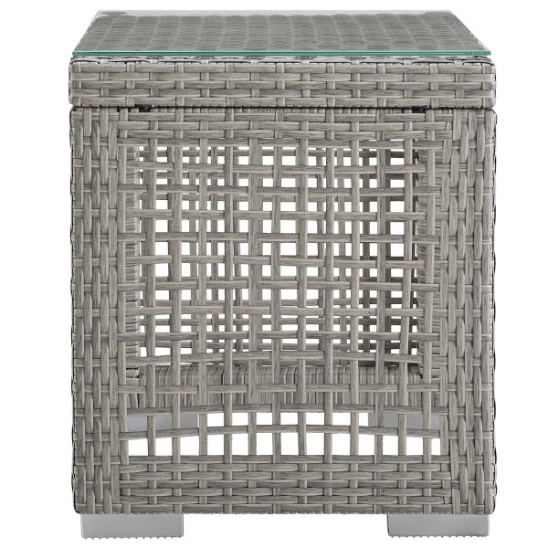 Aura Outdoor Patio Wicker Rattan Side Table Gray By Modway