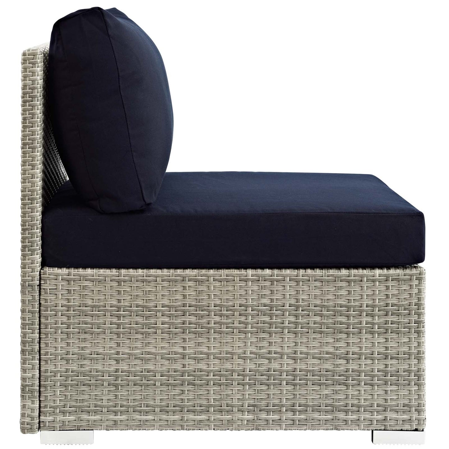 Repose Sunbrella Fabric Outdoor Patio Armless Chair in Light Gray Navy by Modway