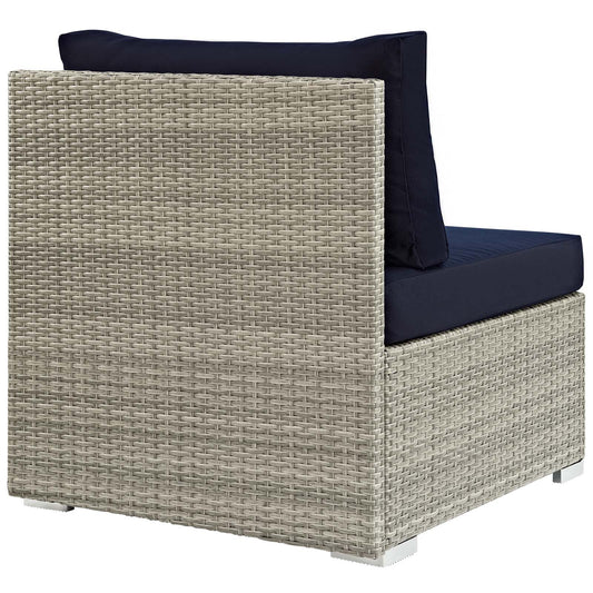 Repose Sunbrella Fabric Outdoor Patio Armless Chair in Light Gray Navy by Modway