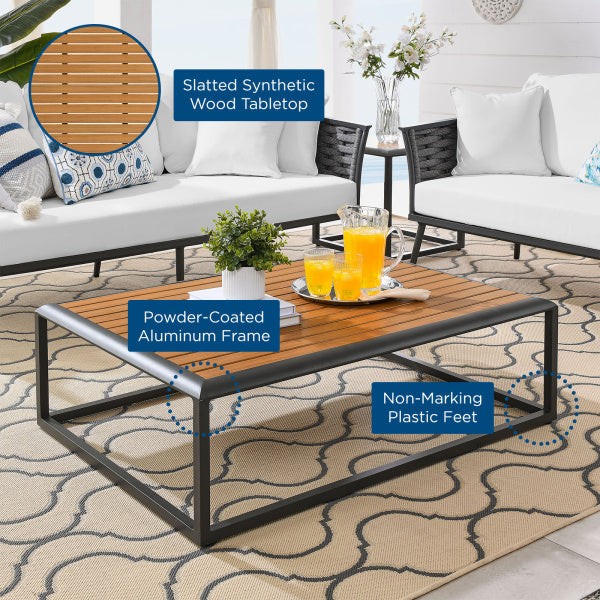 Stance Outdoor Patio Aluminum Coffee Table in Gray Natural by Modway