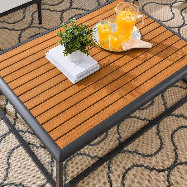 Stance Outdoor Patio Aluminum Coffee Table in Gray Natural by Modway