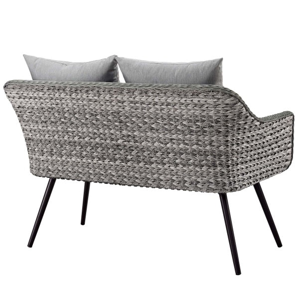 Endeavor Outdoor Patio Wicker Rattan Loveseat in Gray Gray by Modway