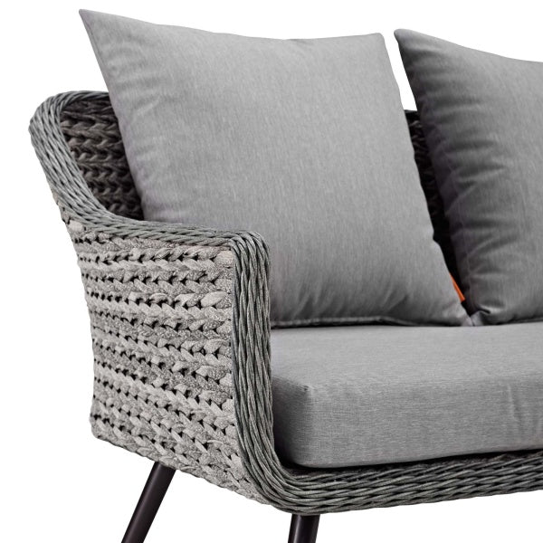 Endeavor Outdoor Patio Wicker Rattan Loveseat in Gray Gray by Modway