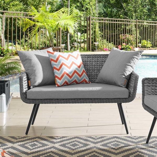 Endeavor Outdoor Patio Wicker Rattan Loveseat in Gray Gray by Modway