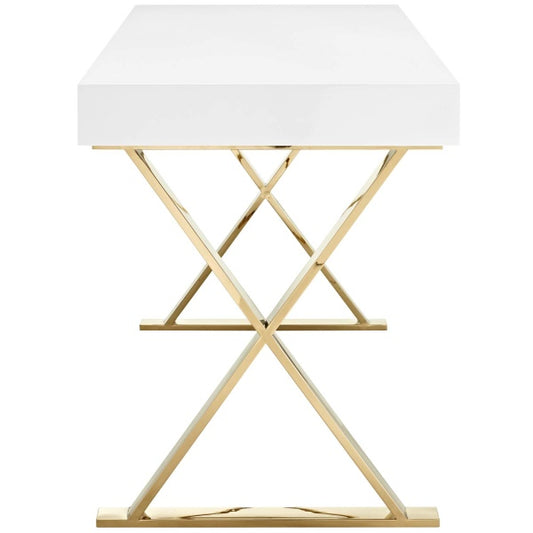 Sector Office Desk White Gold | Fiber By Modway