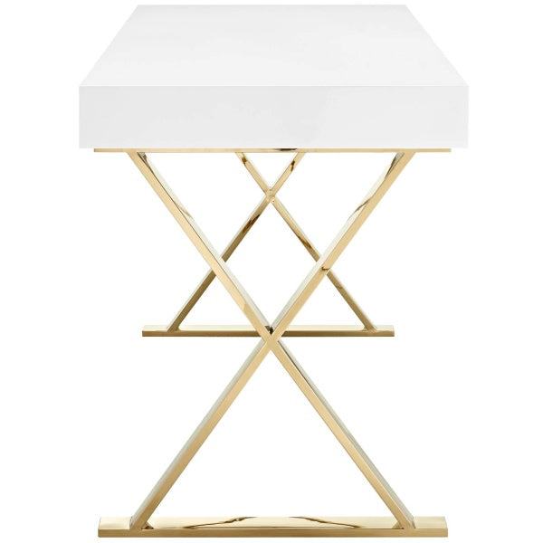 Sector Office Desk White Gold | Fiber By Modway