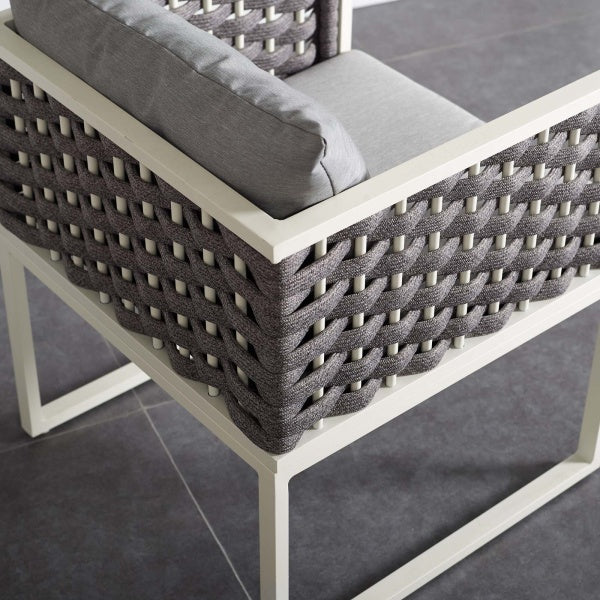 Stance Outdoor Patio Aluminum Dining Armchair in Gray | Polyester by Modway