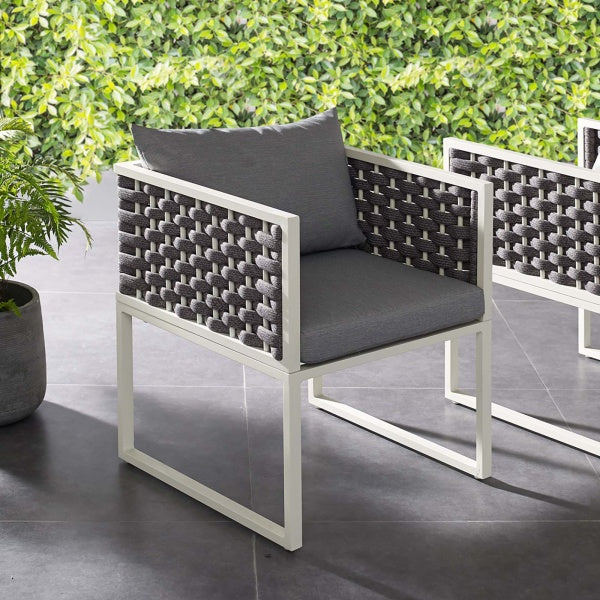 Stance Outdoor Patio Aluminum Dining Armchair in Gray | Polyester by Modway