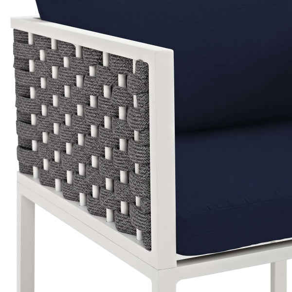 Stance Outdoor Patio Aluminum Dining Armchair in White Navy | Polyester by Modway