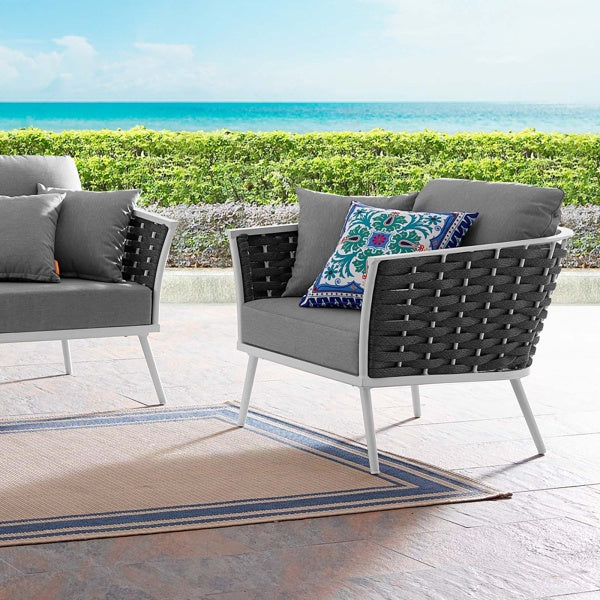 Stance Outdoor Patio Aluminum Armchair in Gray | Polyester by Modway