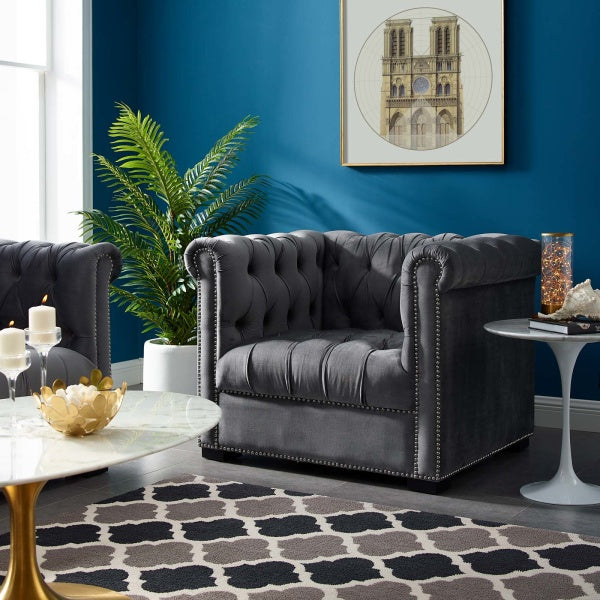 Heritage Upholstered Velvet Armchair by Modway